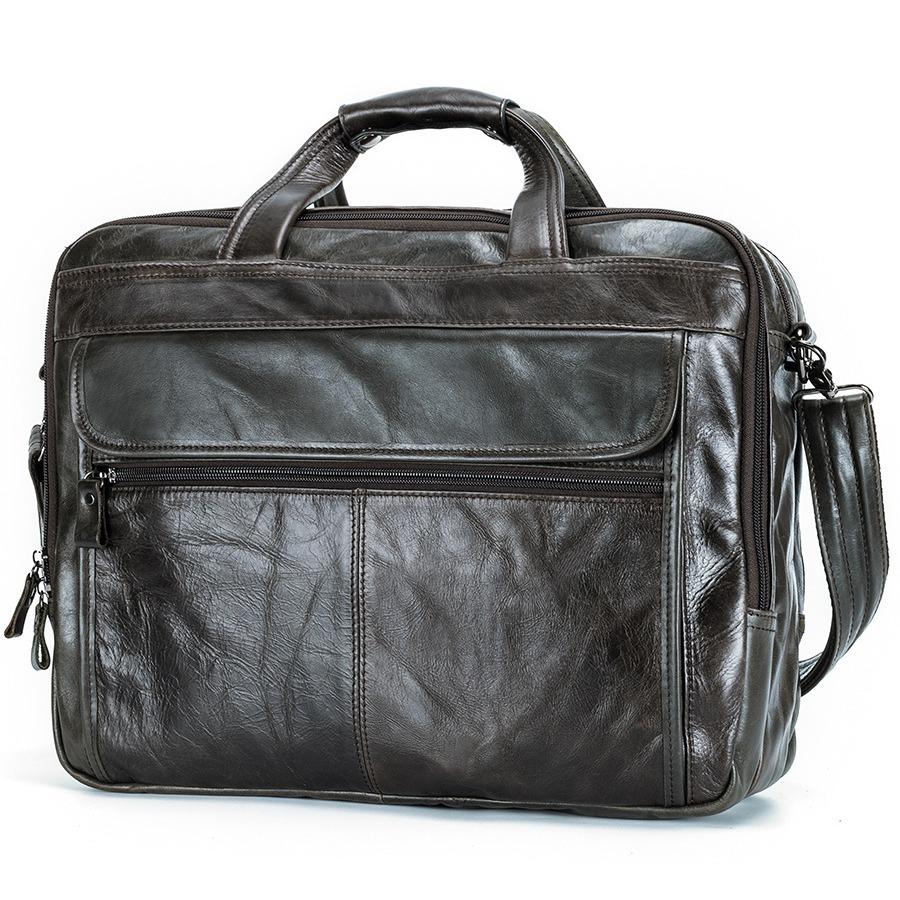 Fashion Genuine Leather Briefcase Bag For Men Male Laptop Business Handbags Soft Cowhide Men's Tote Bag 14 15 Inch Shoulder Bag