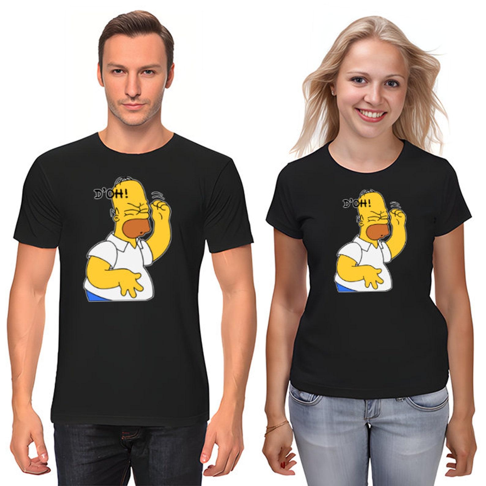 The Simpsons,Homer,Marge,Bart,Lisa Figure, Short Sleeve White-Black Men s / Women s T-Shirt G087 L
