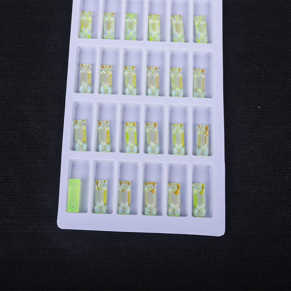 Long Fluorescent Glass Flat Buckle Hand Seam Drill, Double Hole Rhinestone Flat Bottom Drill Diy Accessories Material Package