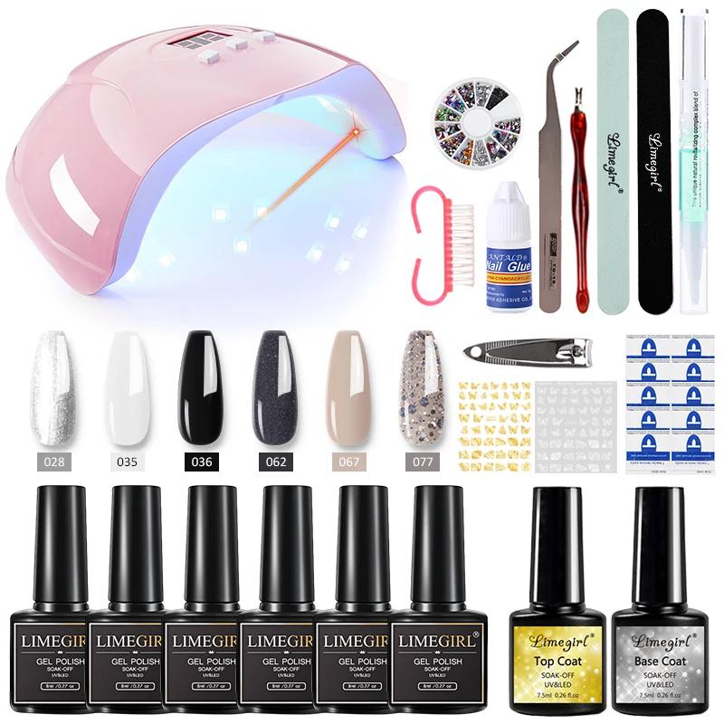 Limegirl Nail Set Nail Gel Tools Kit 54W Nail Lamp 18/12/7 Colors UV Gel Nail Polish Kit Contains Nail Drill Machine Nail Kit zomp