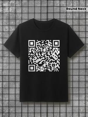 Custom QR Code Black White T-Shirt Scan To Link Business Logo Tee