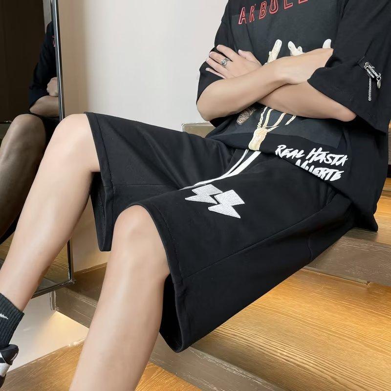 

Мужские шорты летние брюки с пятью точками спортивные брюки тонкие свободные повседневные большие брюки модные 5XL чёрный