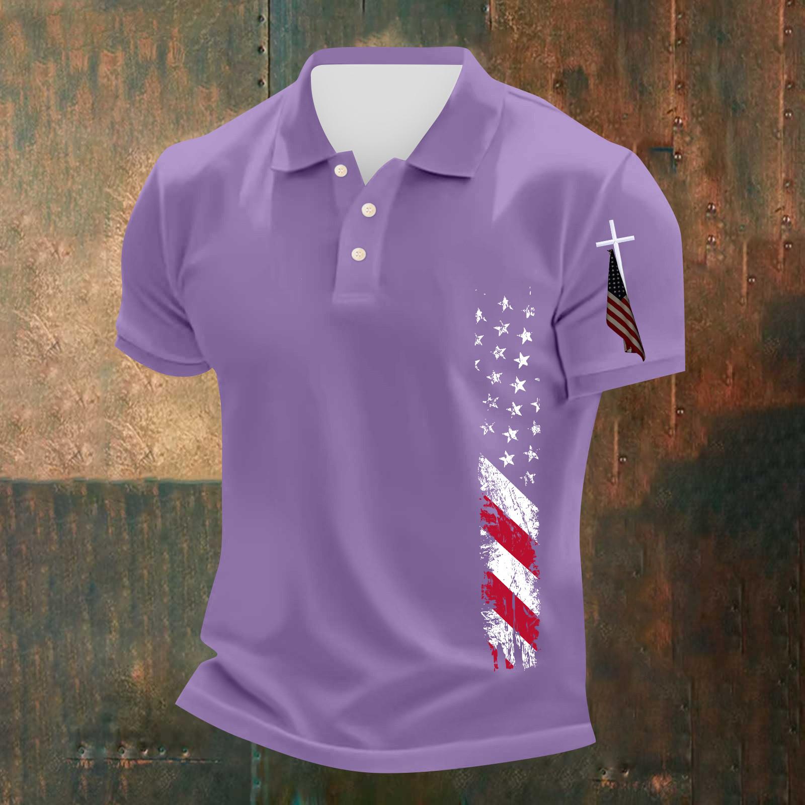 

Мужская повседневная футболка с коротким рукавом и принтом «День независимости» XXL фиолетовый