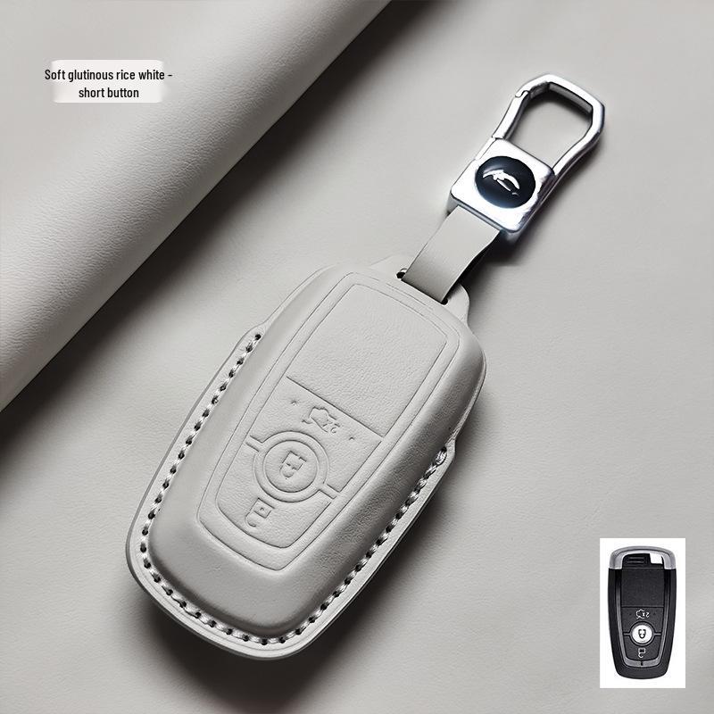 Genuine Leather Key Case for Ford Focus, Mondeo, Edge, Escort, Explorer, and Raptor.