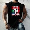 Men Sleeveless Tank Top Loose Fit Basic Vest Soccer Themed Graphic Print Summer Casual Sportswear Muscle Shirt