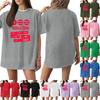 Maglietta casual da donna con stampa, scollo tondo, pullover, manica corta
