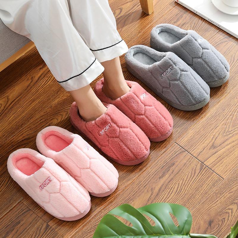 Cotton slippers women's autumn and winter couple home slippers indoor confinement shoes warm cotton shoes non-slip plush cotton mop