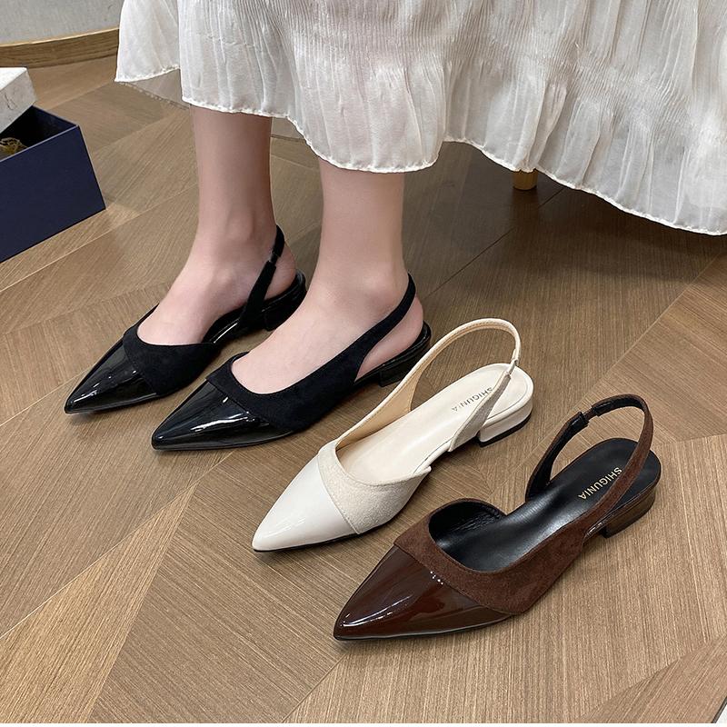 Toe Women Sandals Fashion Slip On Singbacks Shoes Eelgant Outdoor Low Heel Sandalias Shoe