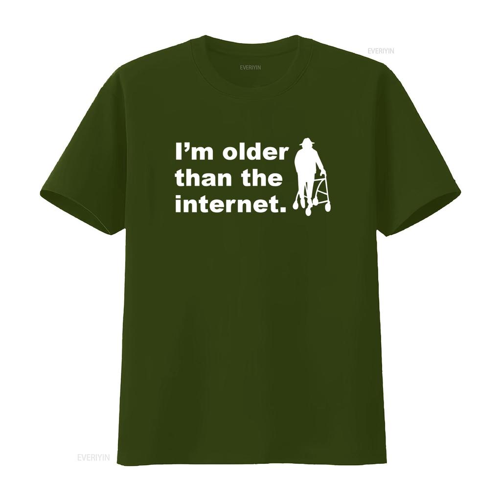 Funny Joke Birthday T Shirt for Men and Women Im Older Than The Internet Slogan vintage Washed Soft fashion streetwear