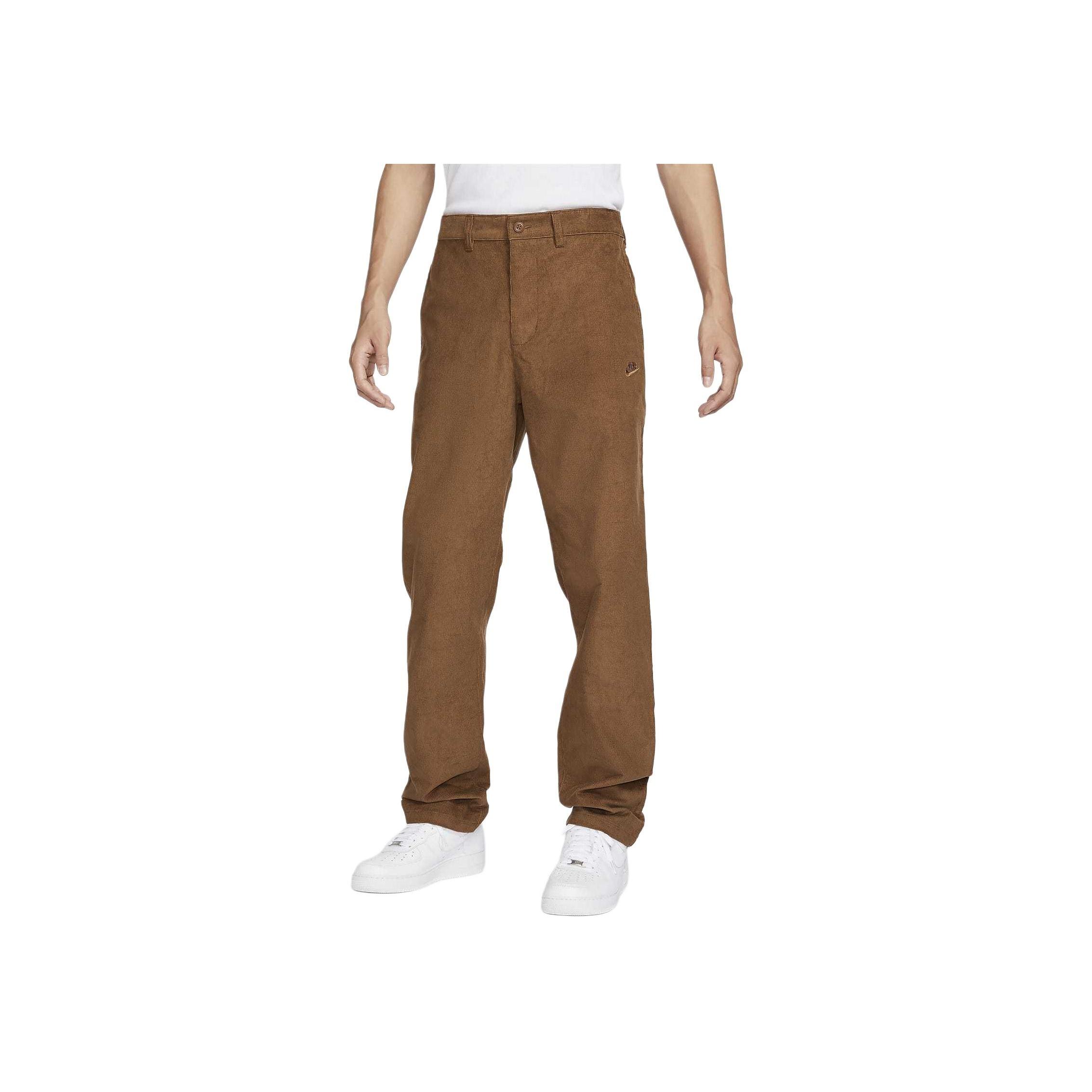 Nike Club Logo Embroidered Straight Leg Zipper Mid Rise Casual Pants Men pants Light-British-Brown FZ0787281 32/32