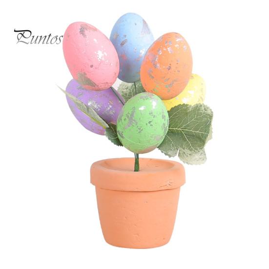 Huevo de Pascua Bonsai colorido huevo de Pascua simulado planta en maceta DIY huevos de conejito de espuma para decoración de fiesta en casa