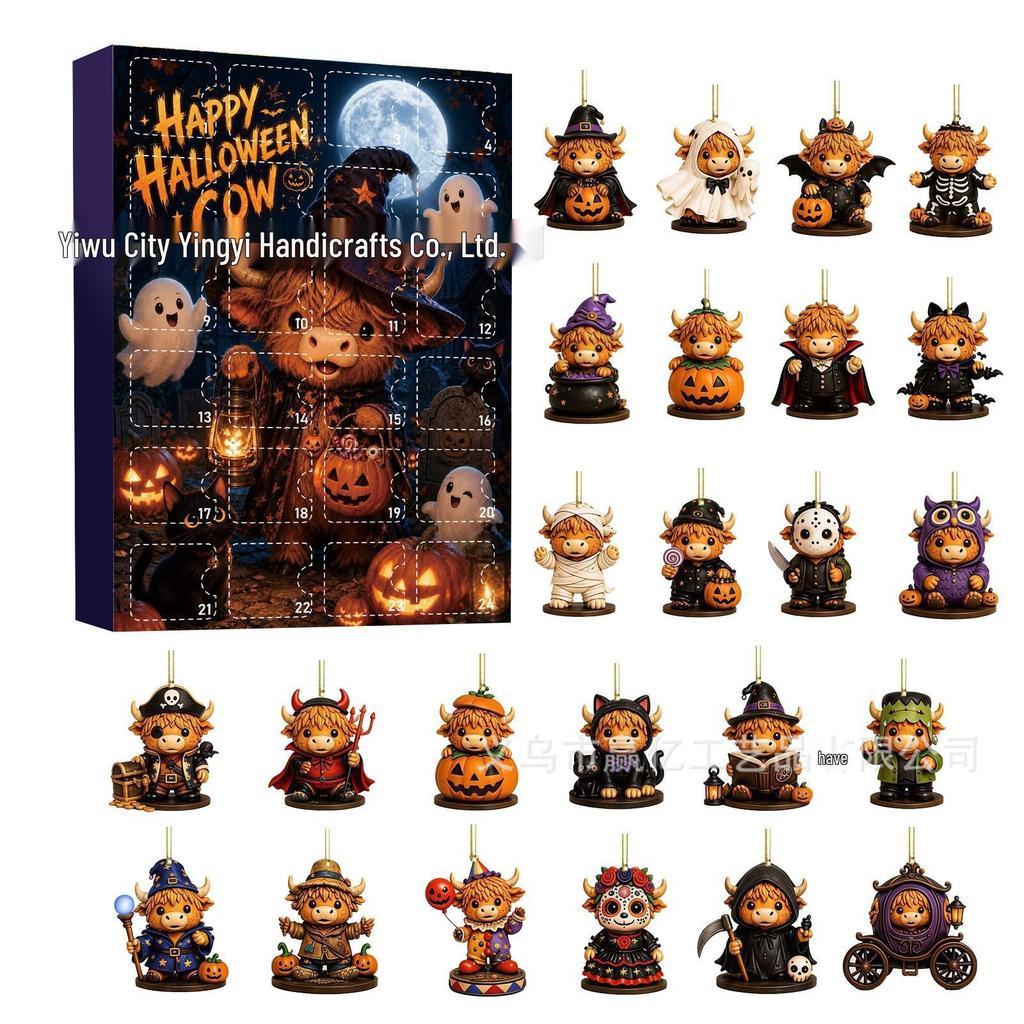 2026 Halloween Witch, Ghost & Goblin Countdown Calendar with Acrylic Pendant Blind Box