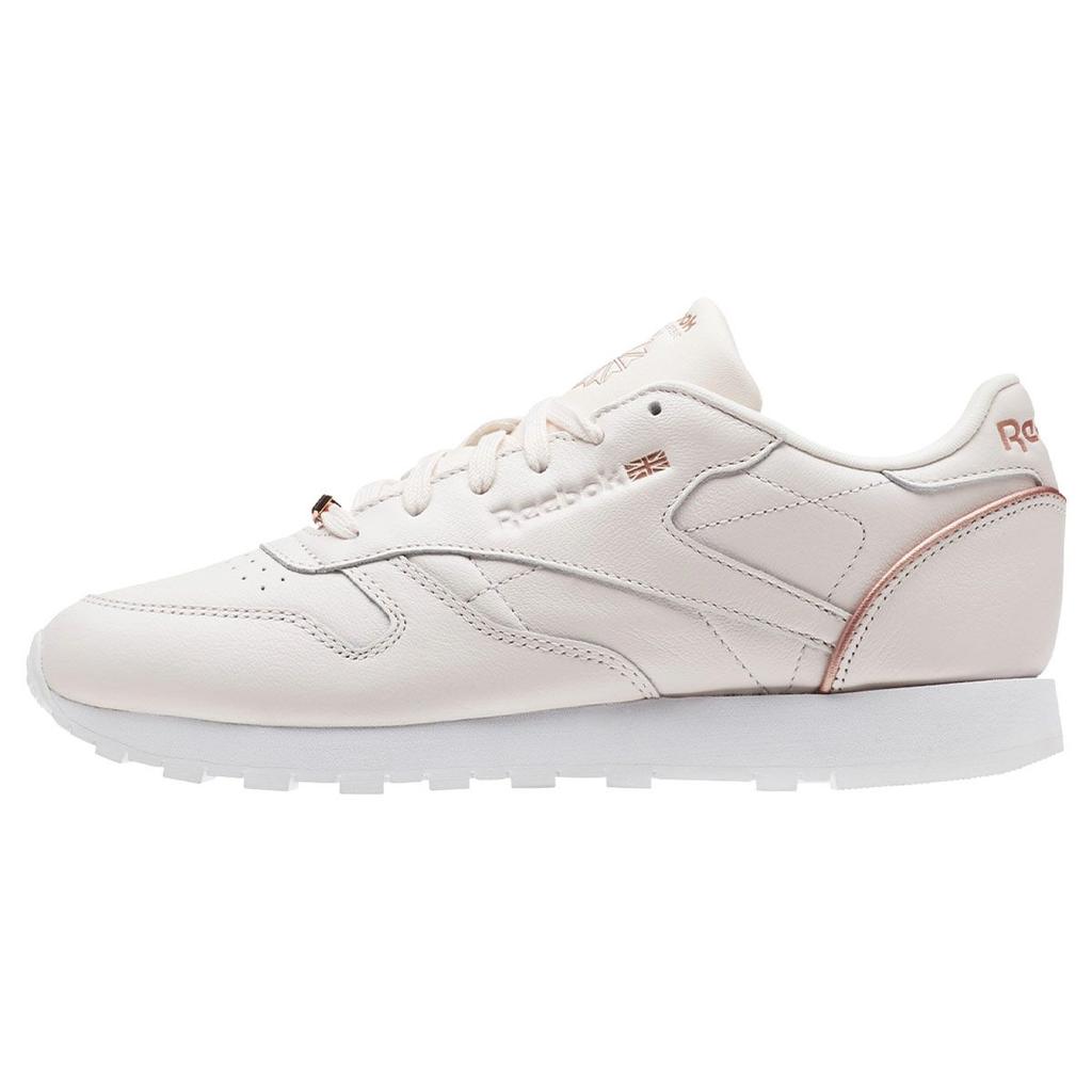 Reebok Classic Leather Hw Synthetic Fashion Comfortable Sports Shock Absorption Low Top Lifestyle Casual Shoes Women Sneaker Pink Gold BS9880
