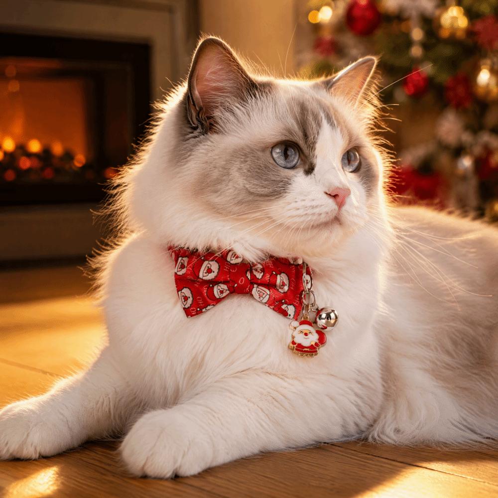 Adjustable Christmas Cat Collar Detachable Safety Breakaway Collar Pet Bow Tie Collar Daily