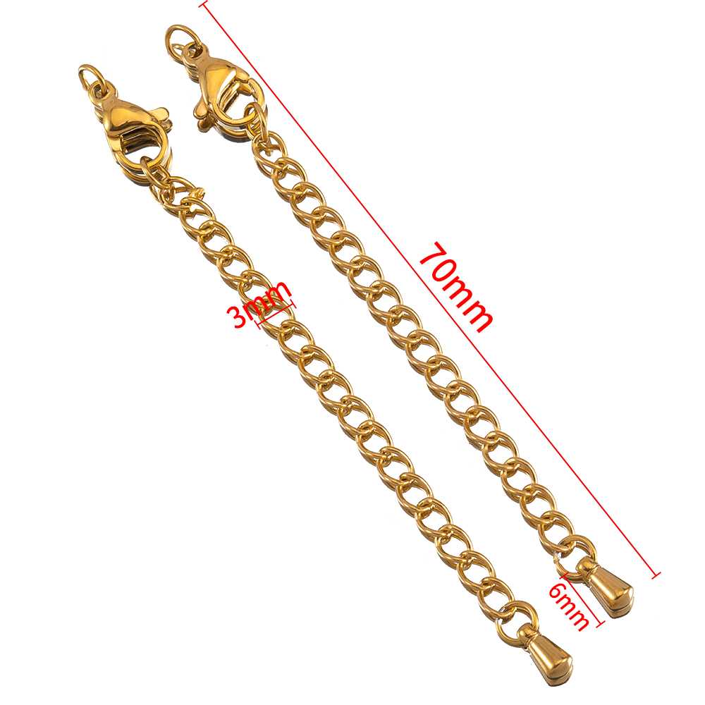 5pcs Stainless Steel Extension Tail Chain Lobster Clasps Connector Extended Chain Bracelet Necklace Jewelry Making DIY Component