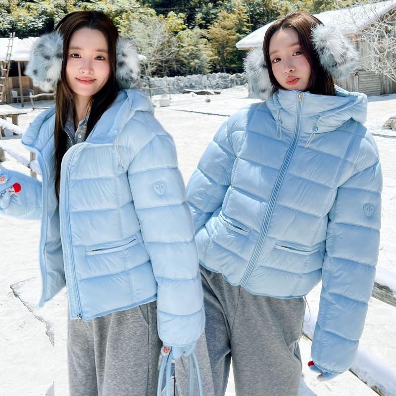 Womens Short Puffer Cotton Jacket Winter Lightweight Loose Casual Hooded Coat