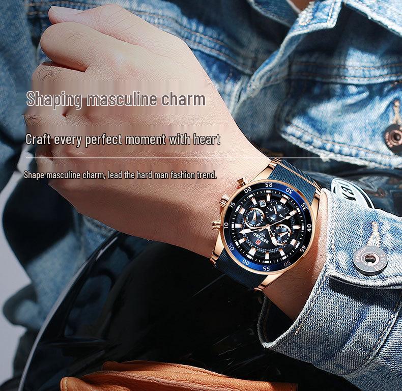 Reward Multifunktionale Leuchtende Wasserdichte Herren Sportuhr mit Kalender und Massivstahlband (Modell RD81011M)