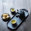 Jianying retro pottery glaze Chinese small set 1 drink household one pot two cups office ceramic tea set simple set