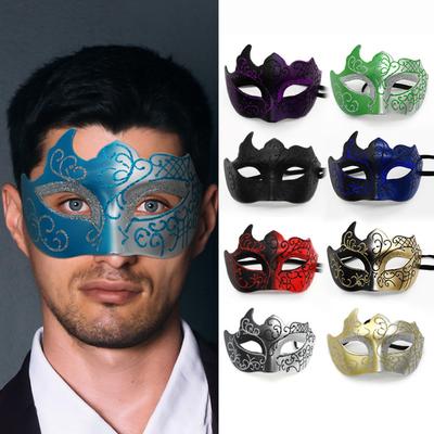 Masque Rétro Peint Demi-Visage Costume Bal Prince Bal de Promo Masque Mystérieux Noël Halloween Cosplay Mascarade Fête Accessoire