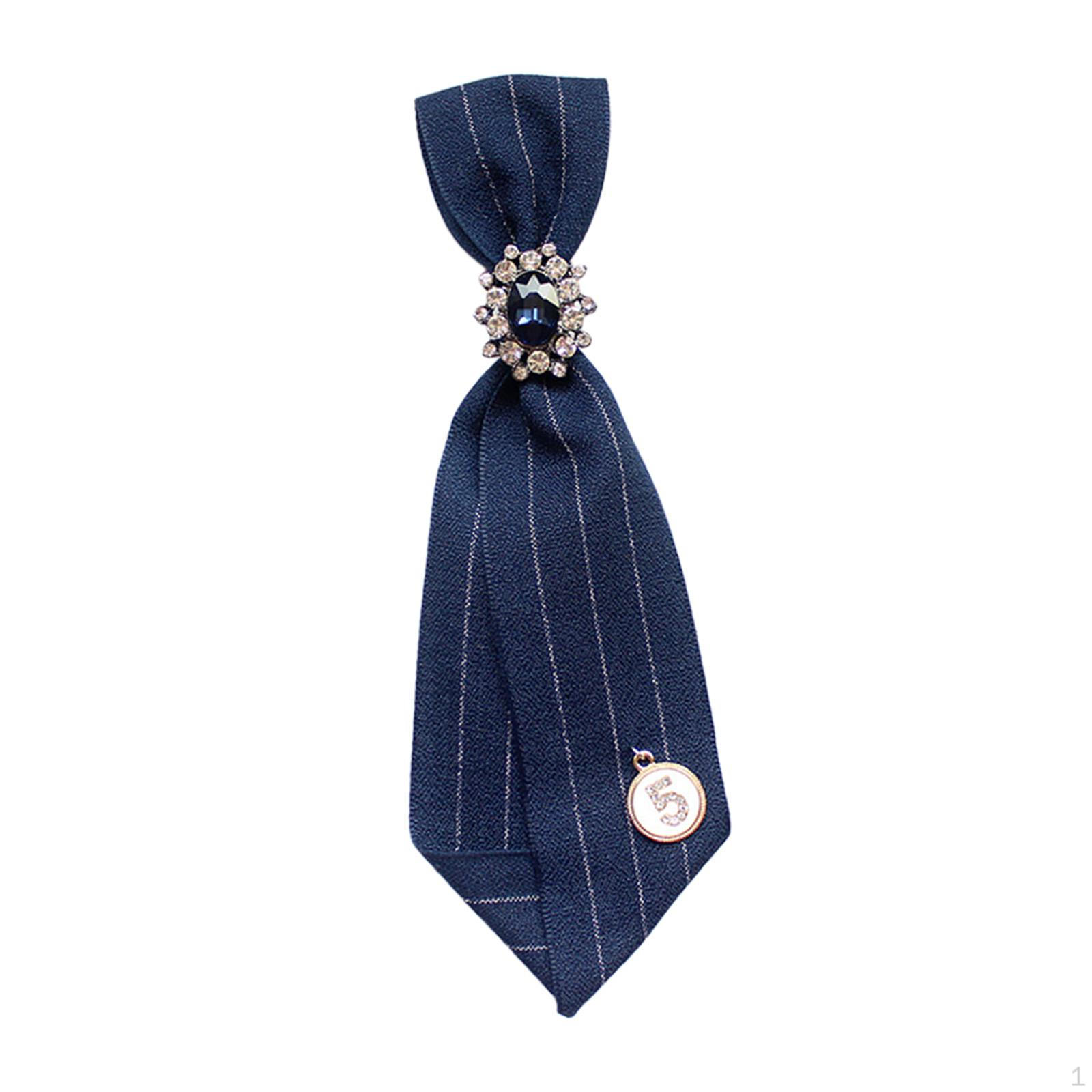 Chic Women s Bow Tie with Ribbon Brooch for Stylish Outfits blue
