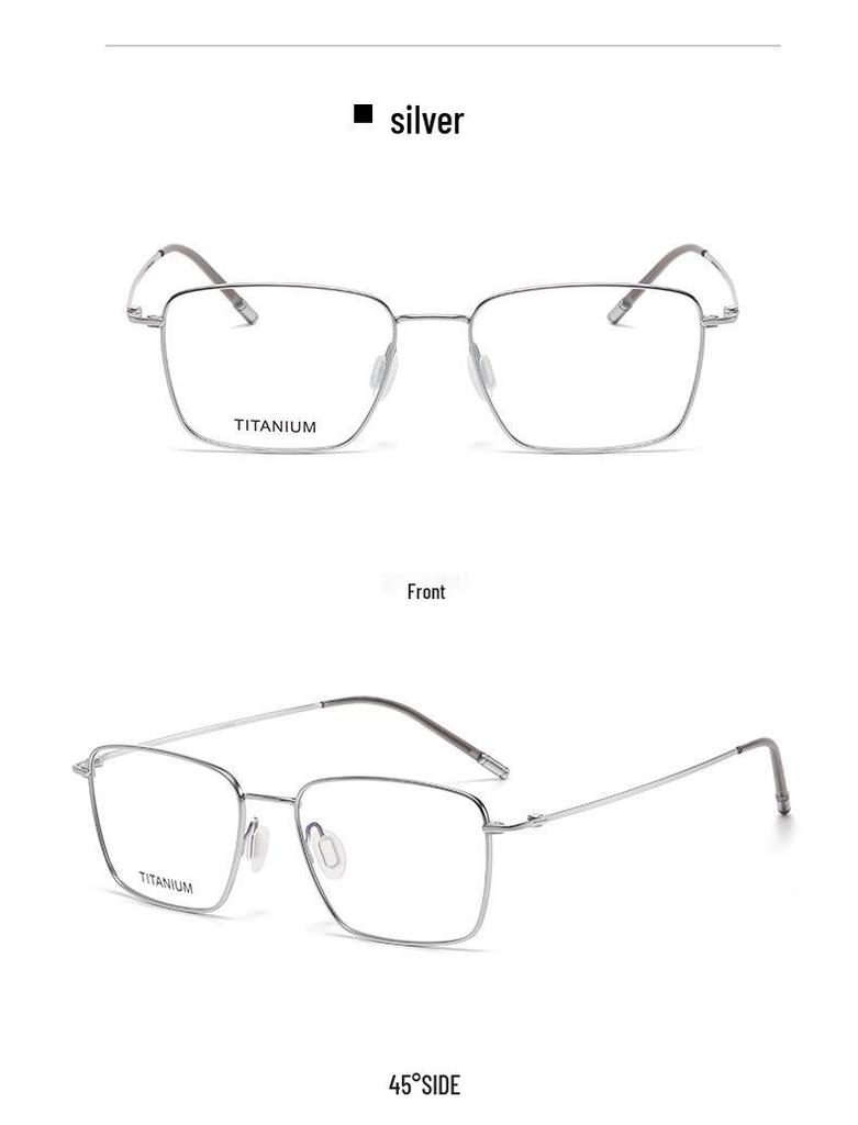 Autumn 8501 Pure Titanium Unisex Retro Square Anti-Blue Light Glasses with Myopia/Plano Lenses.