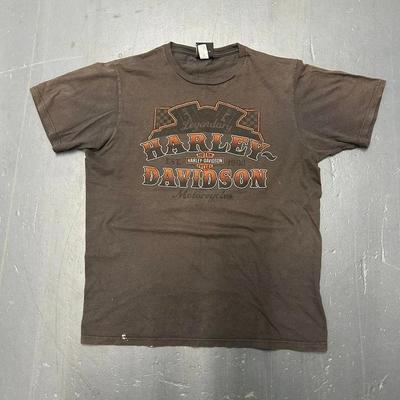Y2K Harley-Davidson Biker-T-Shirt, verwaschen grau, Größe M