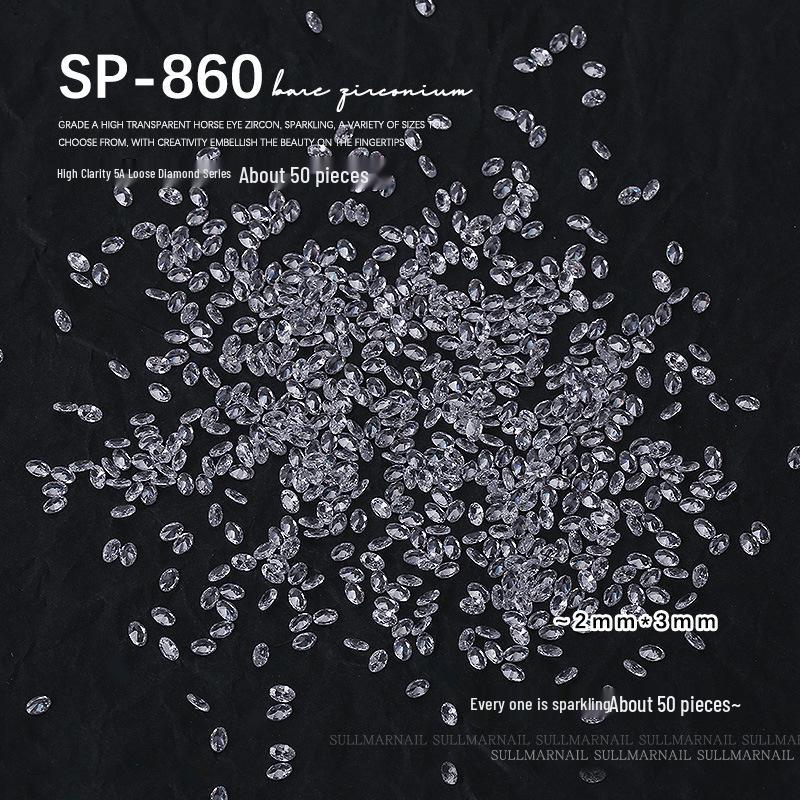 Nail Art Jewelry: Transparent Zircon Diamonds In Various Shapes (50 Pcs)