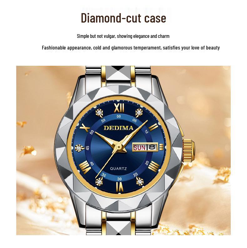 Trendy Versatile Ladies' Diamond-Set Waterproof Luminous Watch - Elegant Goddess Style