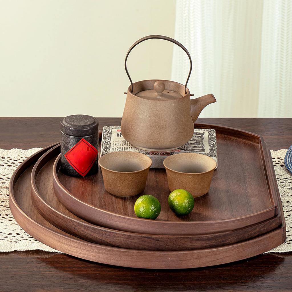MiniMood Black Walnut Wood Oval Tray, 30 x 26 cm, 2 cm high, 290 g, Dark Brown (30cm*26cm*2cm)