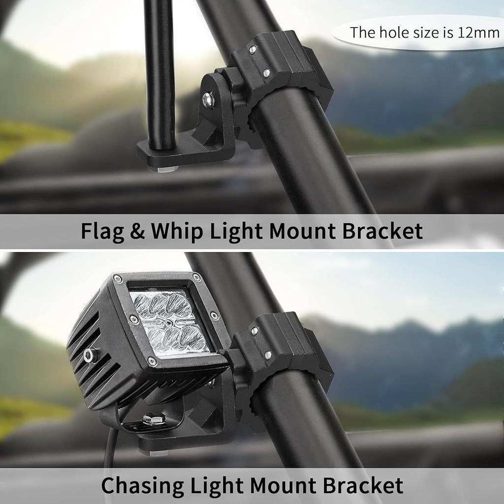 1.75"-2" UTV ATV Roll Cage Clamp Mount for LED Light Bar, 4WD Off-Road Accessories, Heavy Duty Aluminum Bracket, RZR Can-Am car