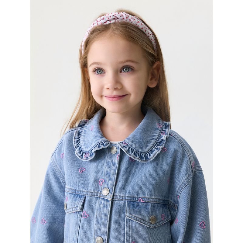 Mark Jenny Heart-Filled Girls' Lace Collar Pure Cotton Denim Jacket Baby Jacket Spring New Style 560110