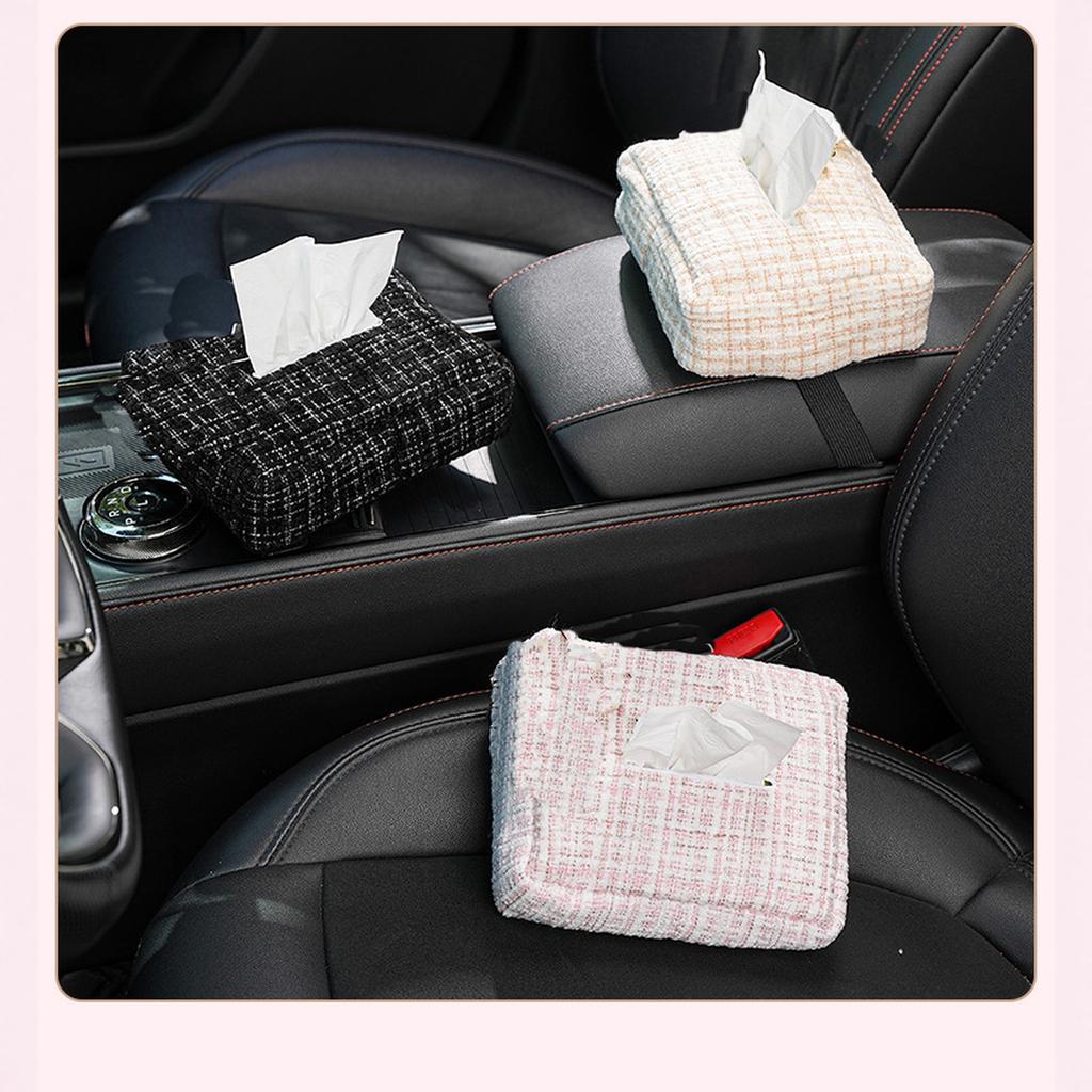 Small Fragrant Wind Car Tissue Storage Box Hanging Cute Bow Car Drawer Multifunctional Car Tissue Box