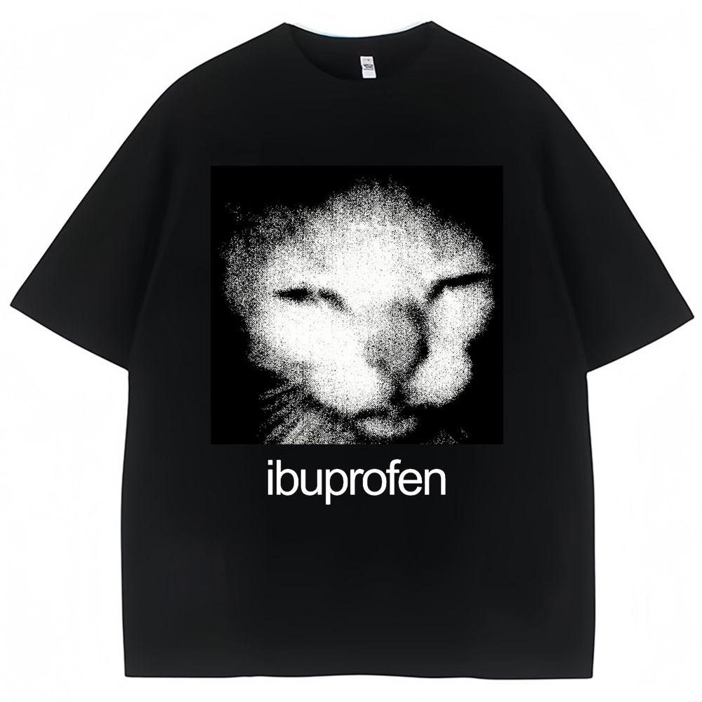Vintage Funny Ibuprofen Cat Graphic T-shirt Humor Fashion T-shirt Casual T-shirt WoClothing Harajuku M