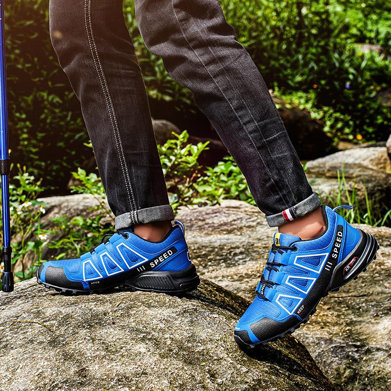 Men‘S Waterproof Hiking Shoes Outdoor Trainers Lace-Up Climbing Shoes Women Trekking Sneakers Anti-Slip Hunting Tactical Sneaker