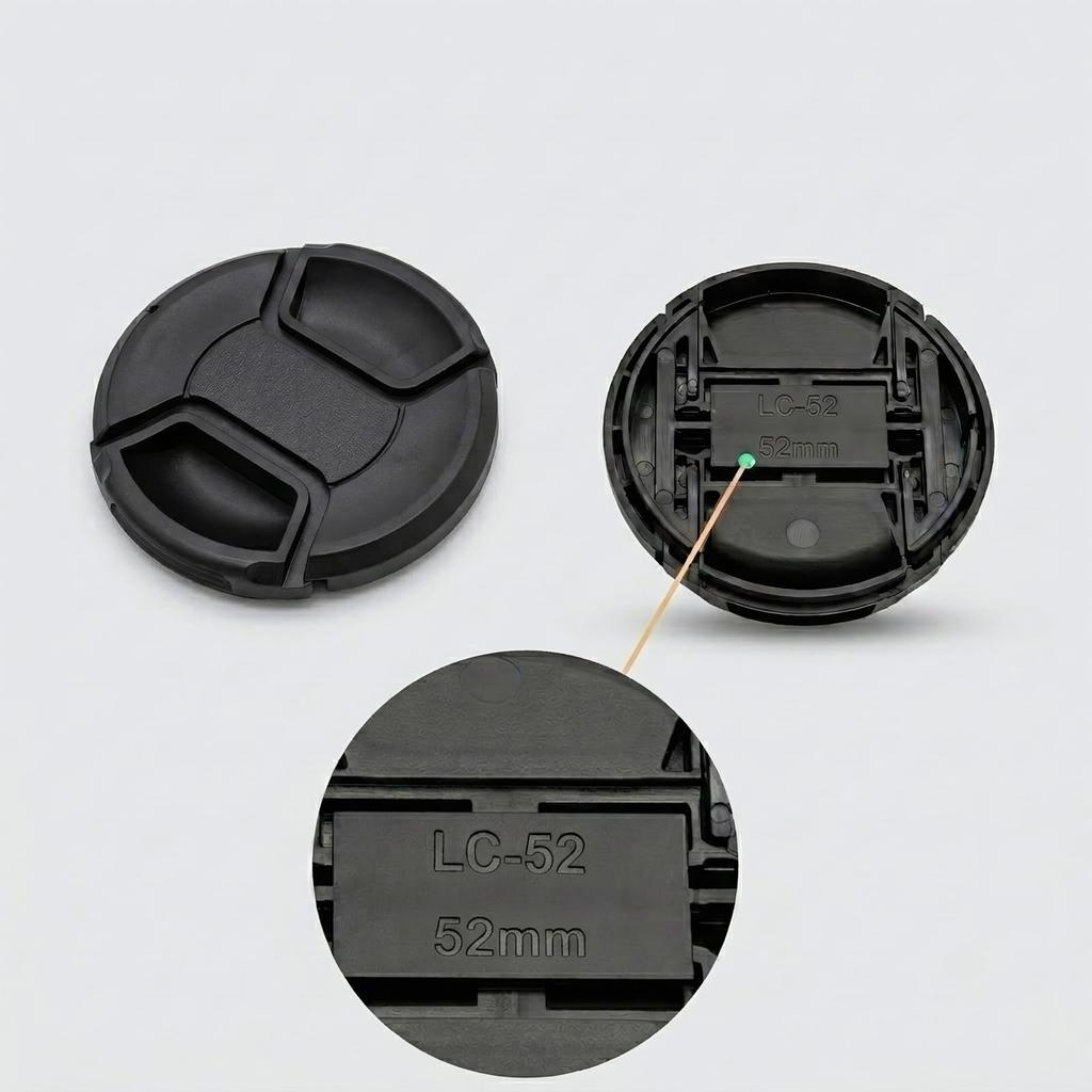 JHMei 52mm Camera Lens Cap with Strap and Cleaning Center Pinch Type Compatible with all 52mm diameter lenses including Nikon 3-Pack Anti-Loss Cloth,