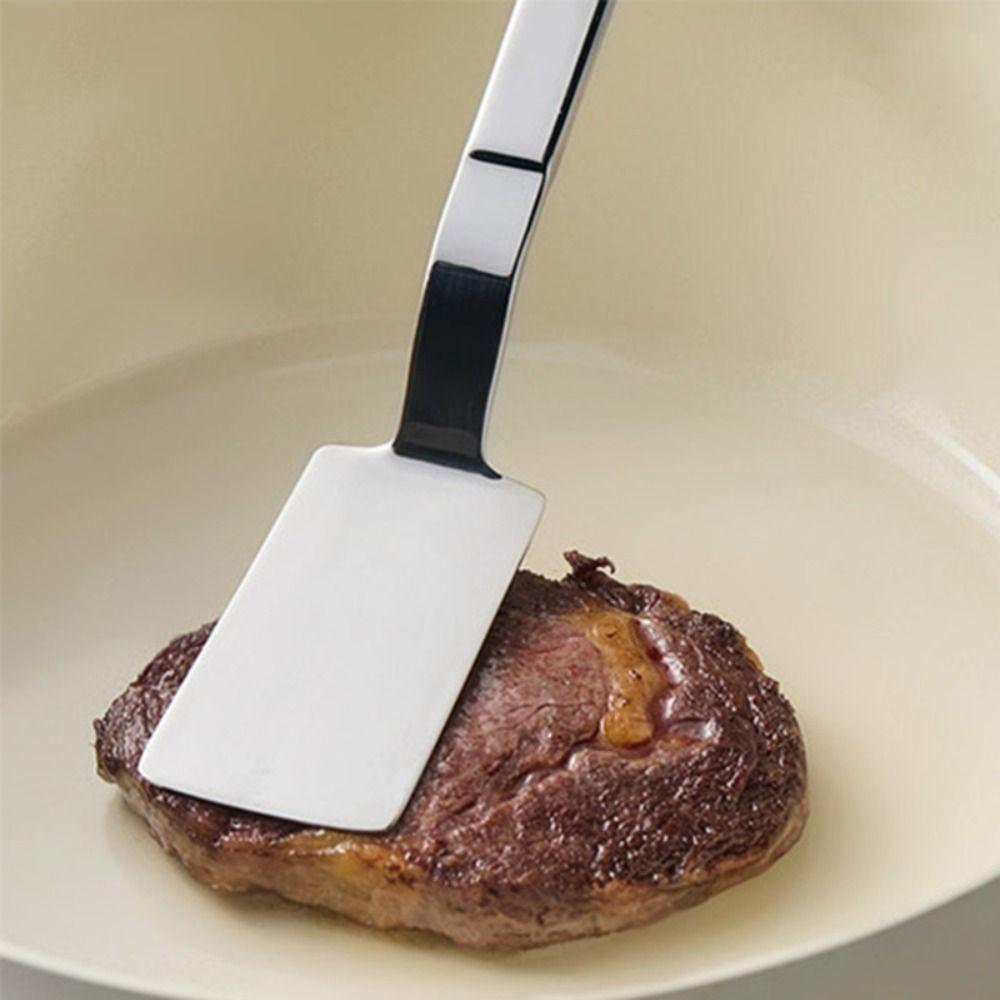 Long Handle Frying Spatula 304 Stainless Steel Cooking Turner Practical Cooking Shovel  Steak