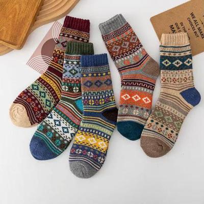 Men's Ethnic Style Wool Mid-Calf Socks - Double-Way, Warm & Thick for Autumn/Winter