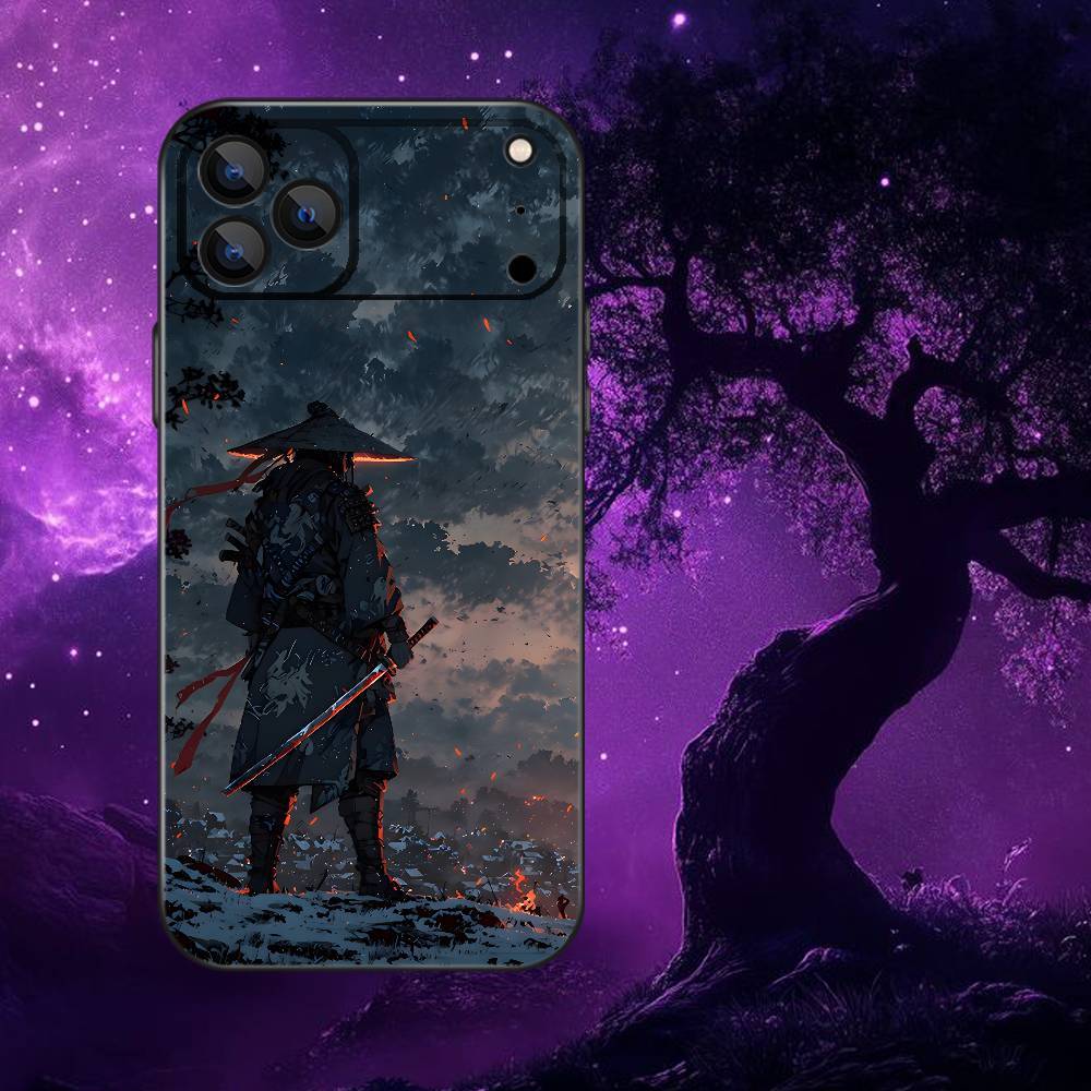 Giappone S-Samurai Custodia per Telefono Per iPhone 17,16,15,14,13,12,Pro,Max,Plus,E,SE4,Air,Mini Scatola Morbida Nera