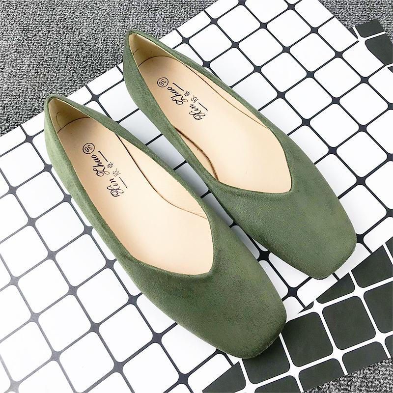Fashion Flat Shoes for Women 2025 Spring Autumn Solid Square Toe Black Women's Shoes Large Size 43-44 Small Size 31-32 Ladies Shoes