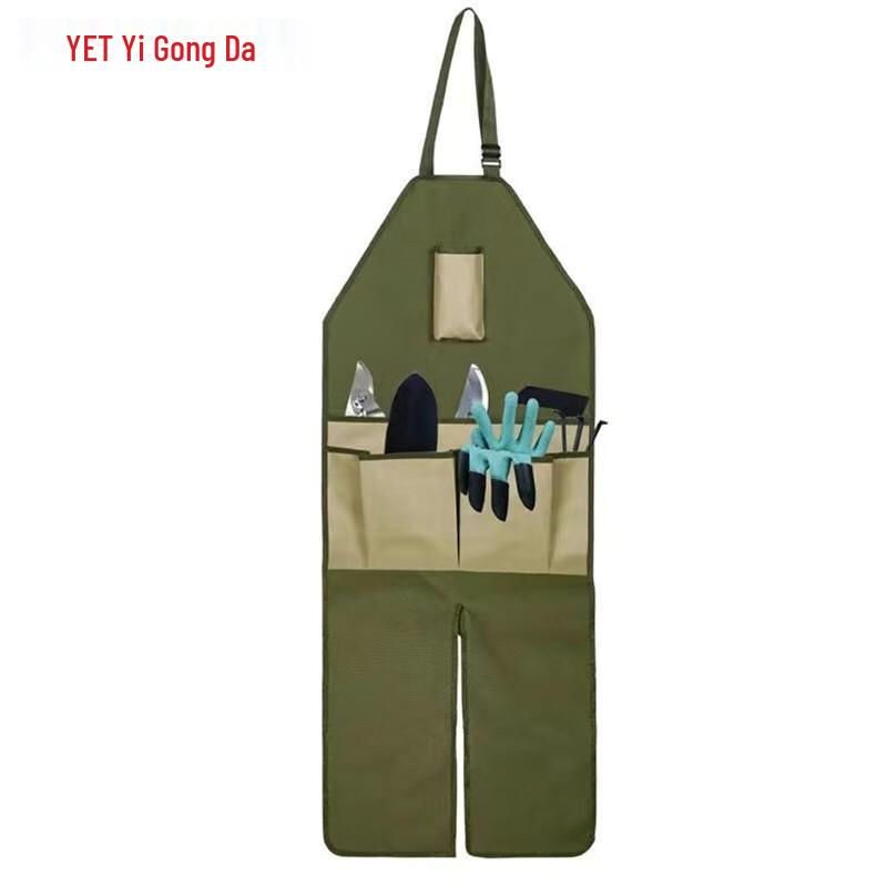 Multi-Pocket Canvas Gardening Apron with Leg Protection