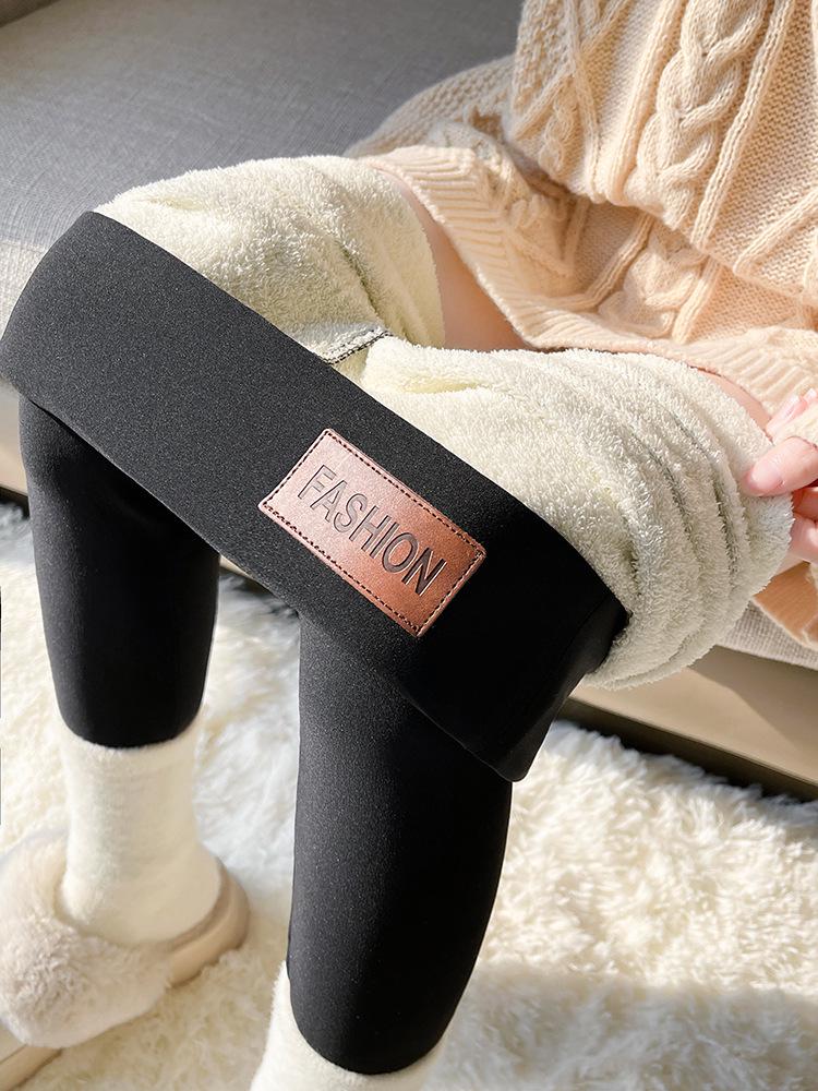 Temu Hot Selling Large Size Autumn/Winter Lambswool Warm Thick Elastic Fleece Lined Pants