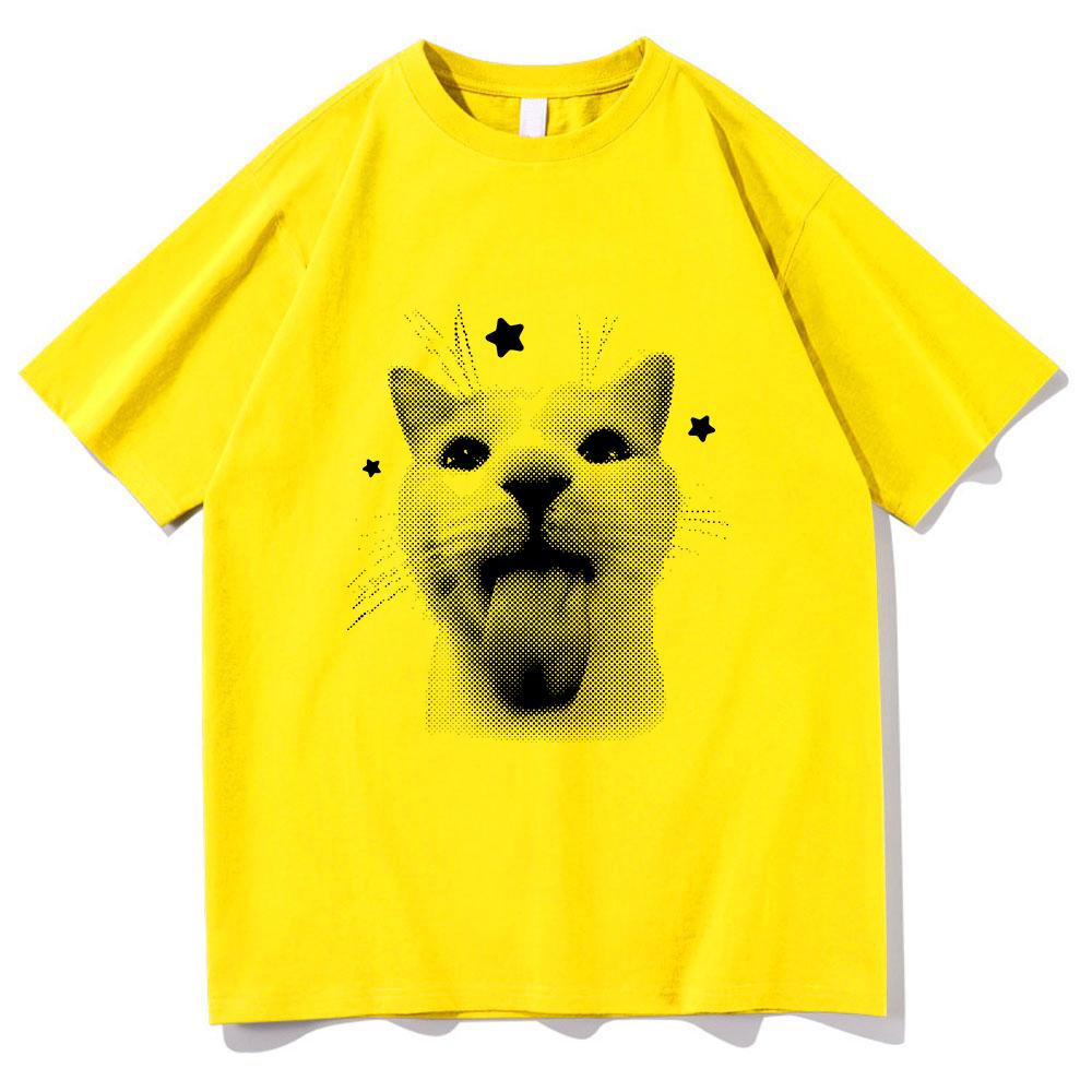 Y2k Retro Freaky Cat T Shirt Kawaii Unisexunisex Clothing Cotton Clothes Graphic Tops For Cat Lover Gifts Hight Quality T Shirts