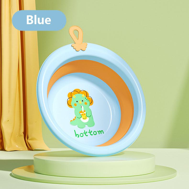 One-hand Foldable Baby Kids WashBasin Bucket Cartoon Dinosaur Multipurpose Plastic Hanging Wash Bin Portable Infant Face Bathtub