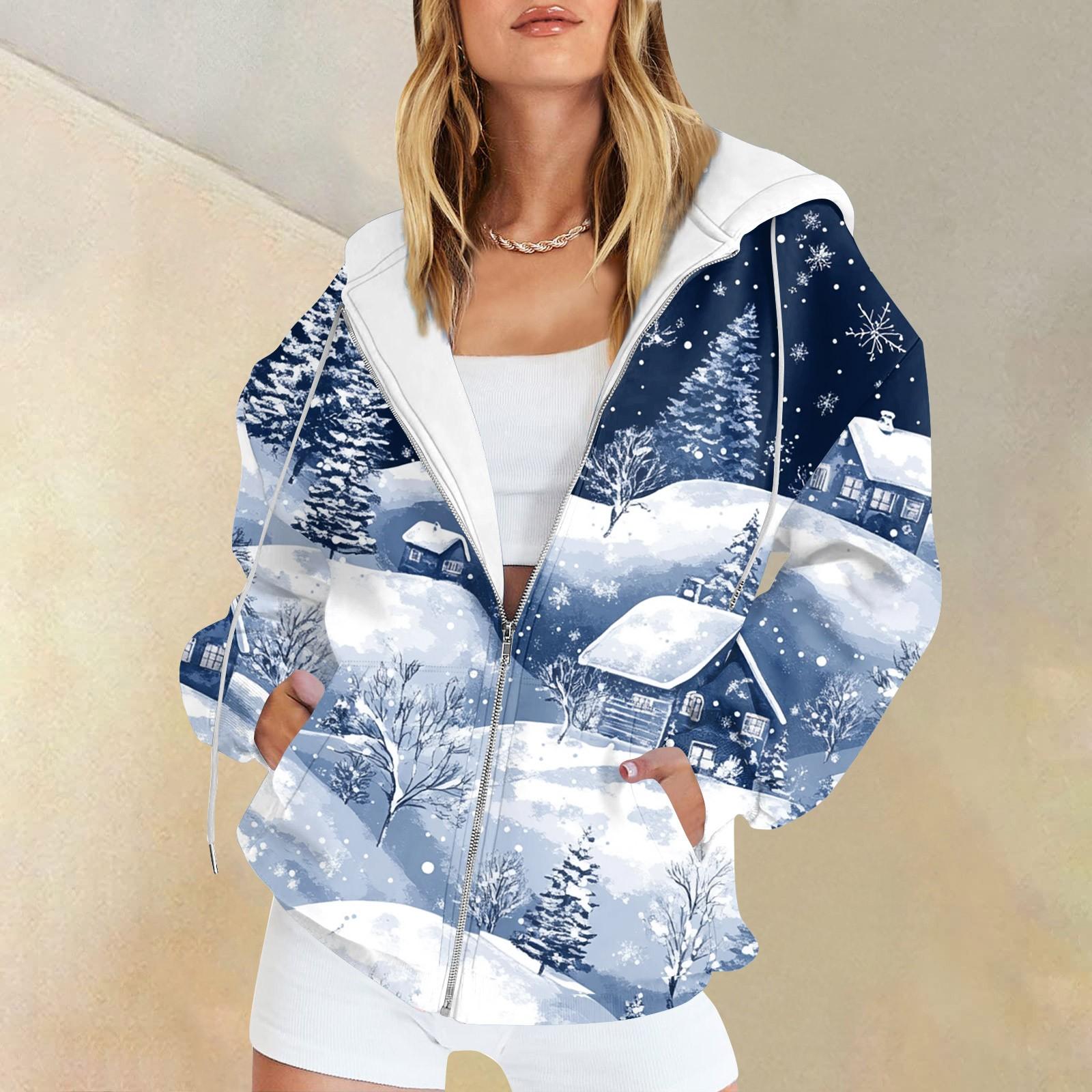 

Женская рождественская печатная толстовка, зимняя куртка-кардиган с длинными рукавами и карманами, на молнии, толстовка с капюшоном, верхняя одежда XL арбуз красный