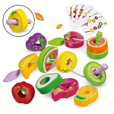 Montessori Feinmotoriktraining für Kinder gierige Insekten Früchte Auffädeln Perlen Perlen Baby Puzzle Früherziehungsspielzeug