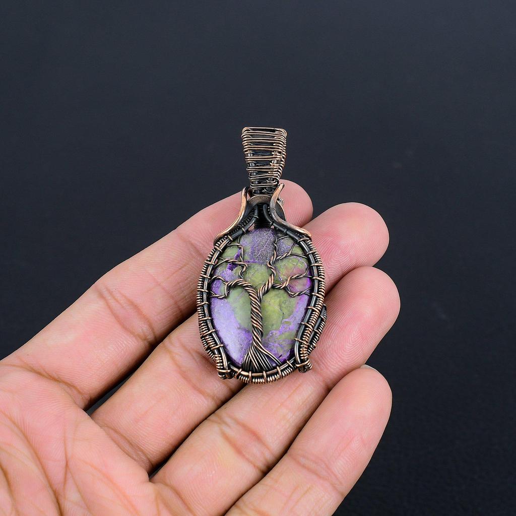 Purpurite Jewelry, 999 Copper Wire Wrapped Pendant Handmade Gemstone Jewelry, Gifts For Wife Brand New Pendant