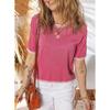 Summer Women's Pullover Short Sleeved Round Neck Short Sleeved Striped Knitted Sweater Shirt