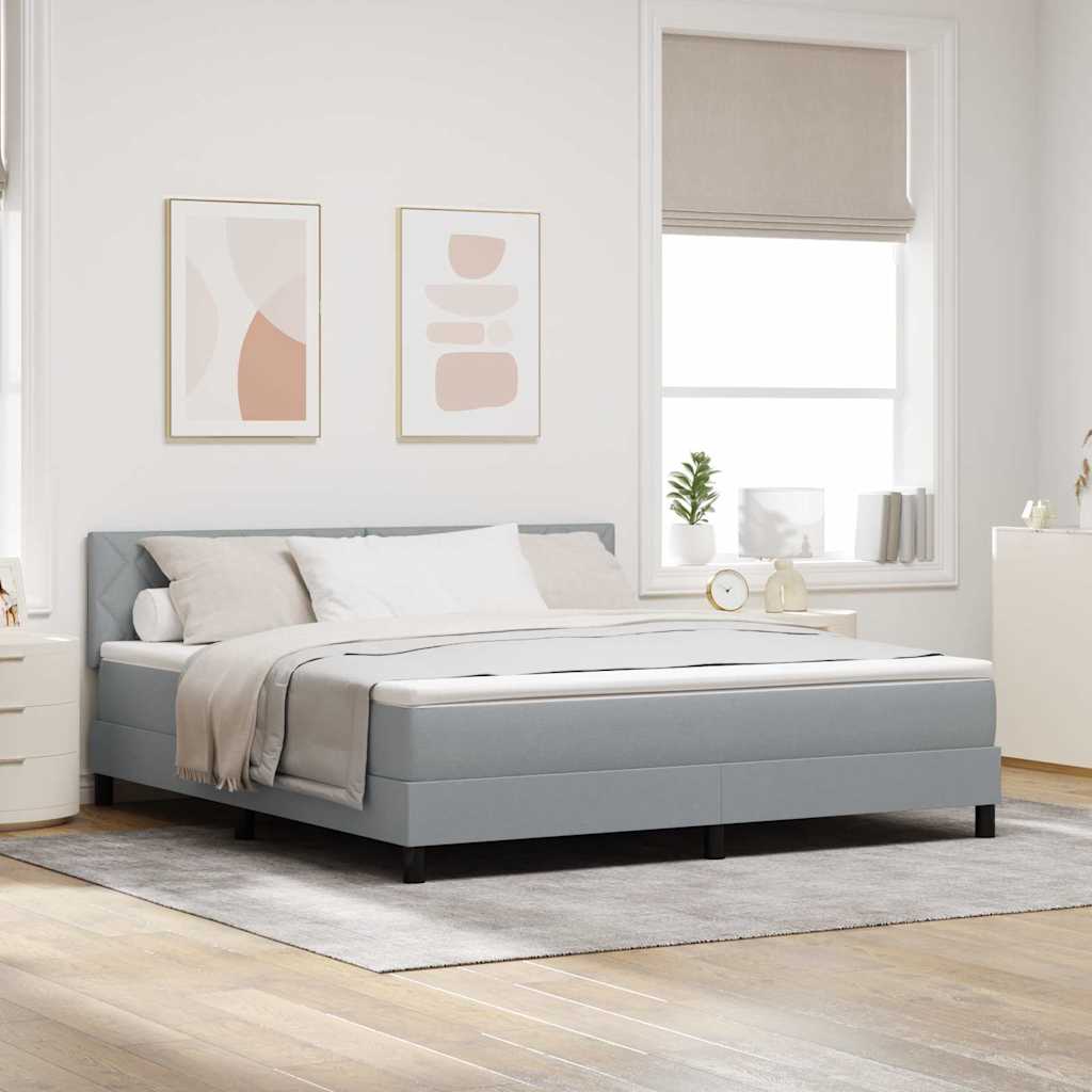 Boxspring Bed with Headboard Light Gray 180 x 200 cm Fabric
