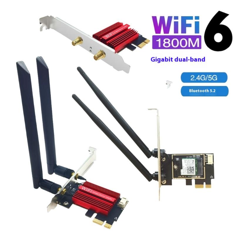 1Pcs 1800Mbps Bt5.2 Dual Band 2.4G/5Ghz 802.11Ax Network Wi-Fi Card For Desktop Pc Win 10/11 Wifi6 Ax1800 Wireless Pcie Adapter