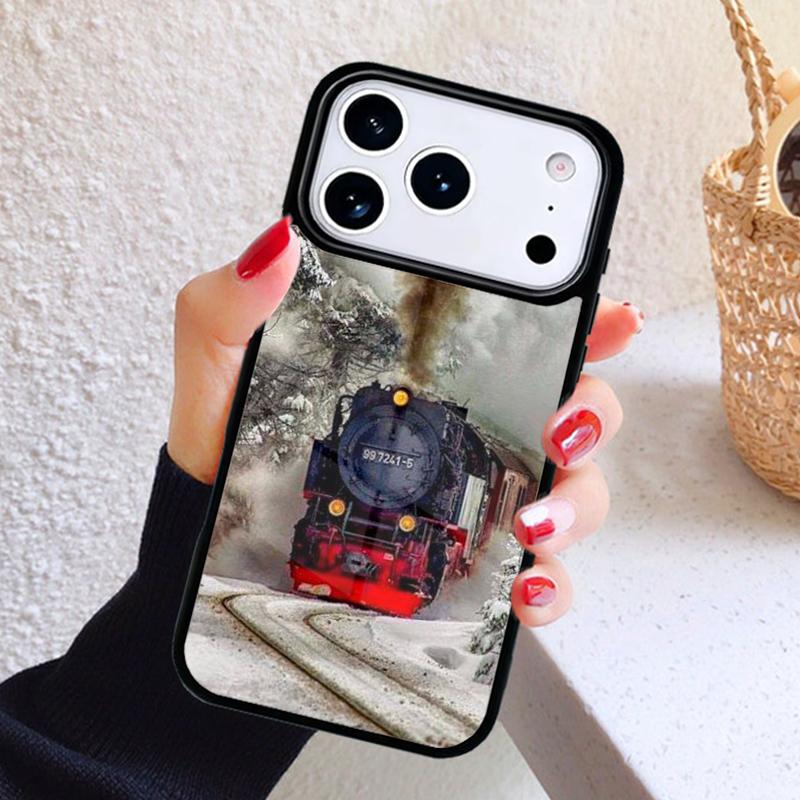 Train Snow Locomotive Railway Phone Case For iPhone 17 Air 16 15 14 13 12 11 Pro Max Plus